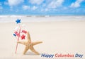 Columbus Day background with starfishes Royalty Free Stock Photo