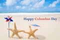 Columbus Day background with starfishes Royalty Free Stock Photo