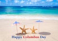 Columbus Day background with starfishes Royalty Free Stock Photo