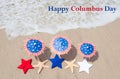 Columbus Day background with starfishes Royalty Free Stock Photo