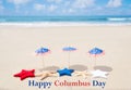 Columbus Day background with starfishes Royalty Free Stock Photo