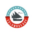 Columbus Day badge icon, flat style