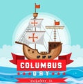 Columbus day banner with flagship