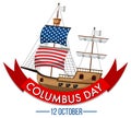 Columbus day banner with flagship