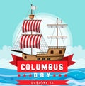 Columbus day banner with flagship