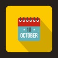 Columbus Day calendar icon, flat style