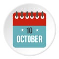 Columbus Day calendar, 10 october icon circle