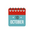 Columbus Day calendar, 10 october icon