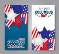 Columbus Day flyer or poster set. Vertical banners for advertisement. USA national holiday design concept. Royalty Free Stock Photo
