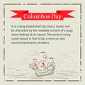 Columbus Day. Vector illustration with a ship, text in the style