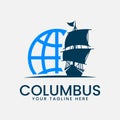 columbus and map logo vector illustration