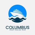 columbus with sea and cloud logo vector illustration