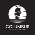 columbus moon, cloud and sea logo vector illustration