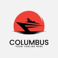 columbus with sea and sun logo vector illustration