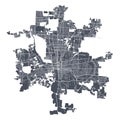 Columbus map. Detailed map of Columbus city poster with streets. Cityscape vector