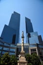 The Columbus Monument on Columbus Circle with the Deutsche Bank Center in the Background - Manhattan, New York City Royalty Free Stock Photo