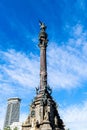 The Columbus Monument Mirador de Colom, a monument to Christopher Columbus in Barcelona, Spain