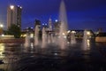Columbus, Ohio - USA - August 28, 2016: Columbus Skyline and Water Fountain at Night Royalty Free Stock Photo