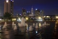 Columbus, Ohio - USA - August 28, 2016: Water Fountain and Columbus Skyline at Night Royalty Free Stock Photo