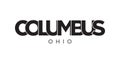 Columbus, Ohio, USA typography slogan design. America logo with graphic city lettering for print and web