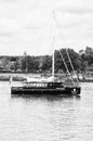 COLUMBUS old wood boat on the river Seine Armada parade exhibition Black and white