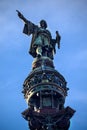 Columbus Pointing Statue Monument Barcelona Spain