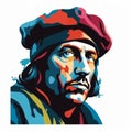 Columbus Self-portrait With Beret In Bold Colors