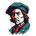 Columbus Self-portrait With Beret In Bold Colors