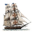 Columbus ship hand drawn