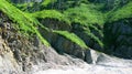 Column basalts formation of Stolbchaty cape at Kunashir, kuril islands, Russia Royalty Free Stock Photo