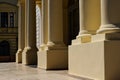 column base closeup of classic Greek order. diminishing perspective. ancient architectural style. Royalty Free Stock Photo