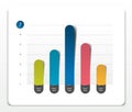 Column chart, graph pointing on the first position comparing with the others. Simply color editable.