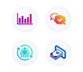 Column chart, Teamwork and Approved icons set. Cash sign. Financial graph, Employees change, Comic message. Vector