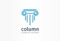 Column creative symbol concept. Capital antique pillar abstract business architect order logo. Ancent museum, bank