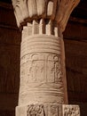 Column decorated with ancient hieroglyphs at Philae Temple in Aswan Egypt Royalty Free Stock Photo