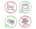 Column diagram, Quick tips and Mail icons set. Quiz test sign. Sale statistics, Helpful tricks, New messages. Vector