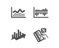 Column diagram, Trade infochart and Growth chart icons. Credit card sign. Vector