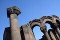 Column with eagle figure at Zvartnots temple ruins,Armenia Royalty Free Stock Photo