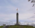 Column with flag on the famous Muur van Geraardsbergen