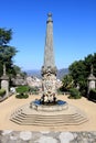 Column and fountain in front of cathedral, Lamego