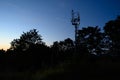 Column with GSM antennas at sunset. Royalty Free Stock Photo