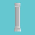 Column history classical symbol monument architectural element vector icon. Flat pillar exterior marble sculpture bar