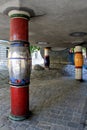 Column of Hundertwasser house in Vienna