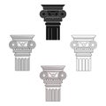 Column icon in cartoon,black style isolated on white background. Architect symbol stock vector illustration. Royalty Free Stock Photo