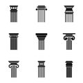 Column icons set, simple style