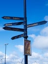 Column with information signs of direction