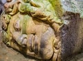 Column with inverted Medusa head base in Basilica Cistern. Istanbul. Turkey Royalty Free Stock Photo