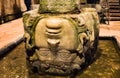 Column with inverted Medusa head base in Basilica Cistern. Istanbul. Turkey Royalty Free Stock Photo