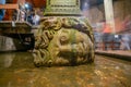 The Column with inverted Medusa head base inside Basilica Cistern in Istanbul Royalty Free Stock Photo