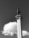 The column of Lady Victory in Irpin, Ukraine in black & white - Kyiv - Ukraine - Irpin